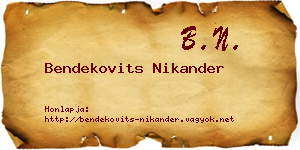 Bendekovits Nikander névjegykártya